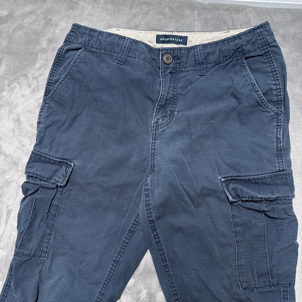 Aeropostale Cargo Pants Mens 30 Navy Blue Ripstop Cotton Outdoor Casual Skater - Picture 4 of 14